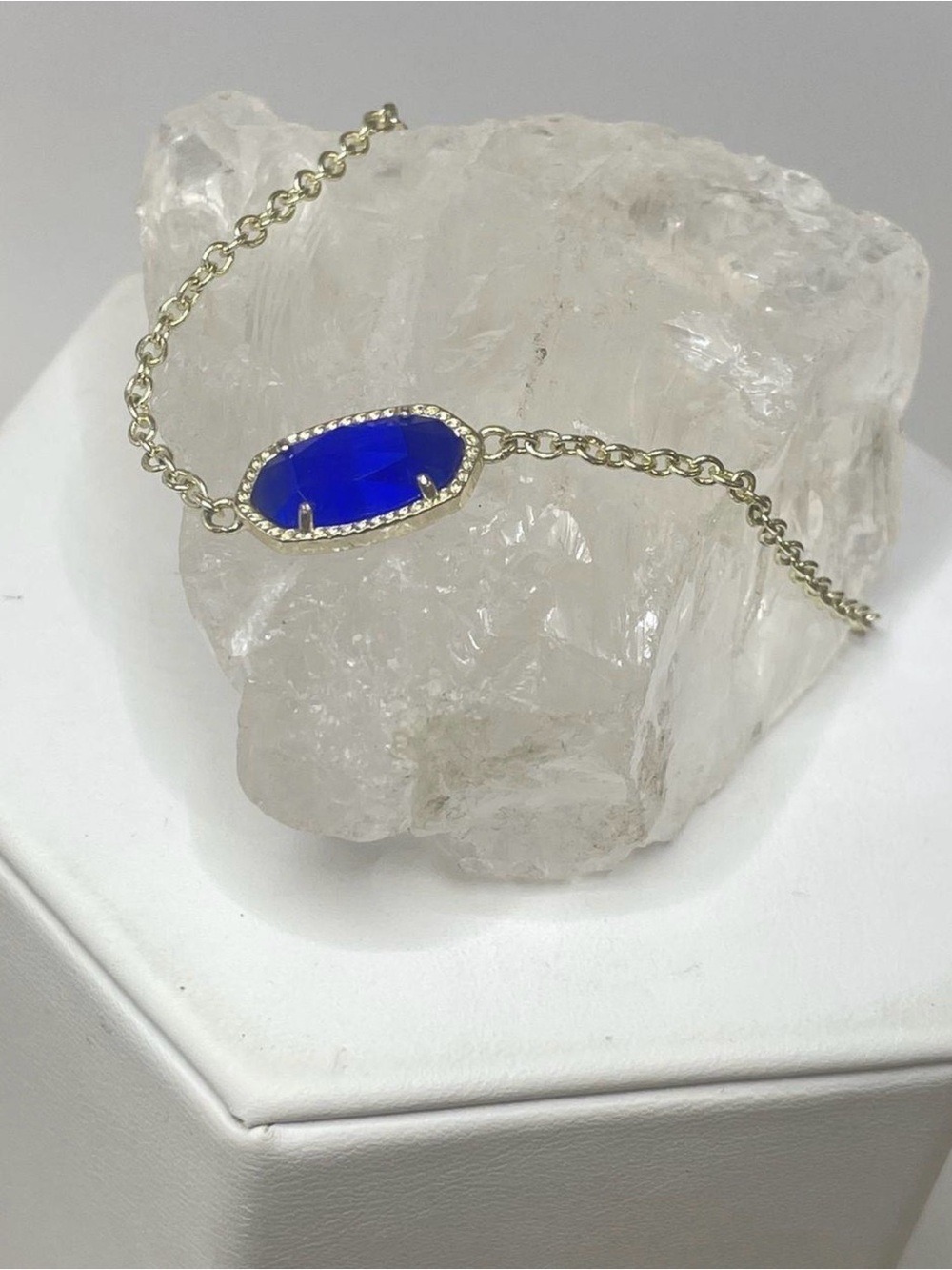 Kendra Scott Elaina Gold Adjustable Chain Bracelet in Cobalt Cat's Eye 2510